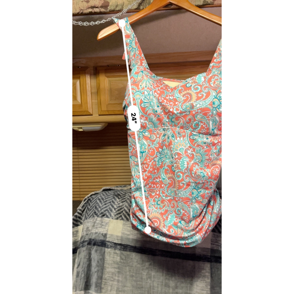 Isaac Mizrahi Live Paisley Tankini Top Ruched Ruffle Size 20W - Picture 8 of 8